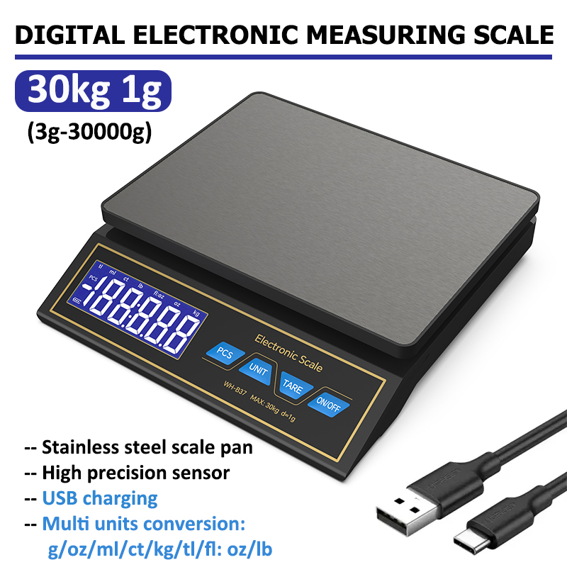 Electronics Repair Workshop - LCD Digital Kitchen Scale 30kg/1g Rechargeable